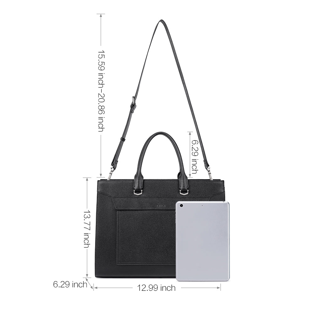 CLUCI Leather Briefcase for Women Vintage Laptop 15.6 Inch Slim Large Business Ladies Work Shoulder Bag
