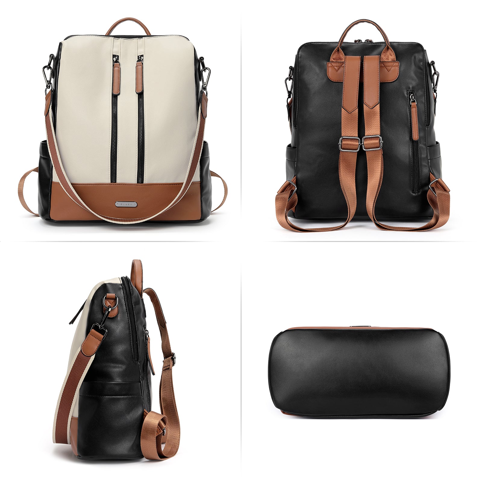 CLUCI Leather Backpack Purse for Women Convertible Large Travel Ladies Designer Fashion Casual College Shoulder Bag