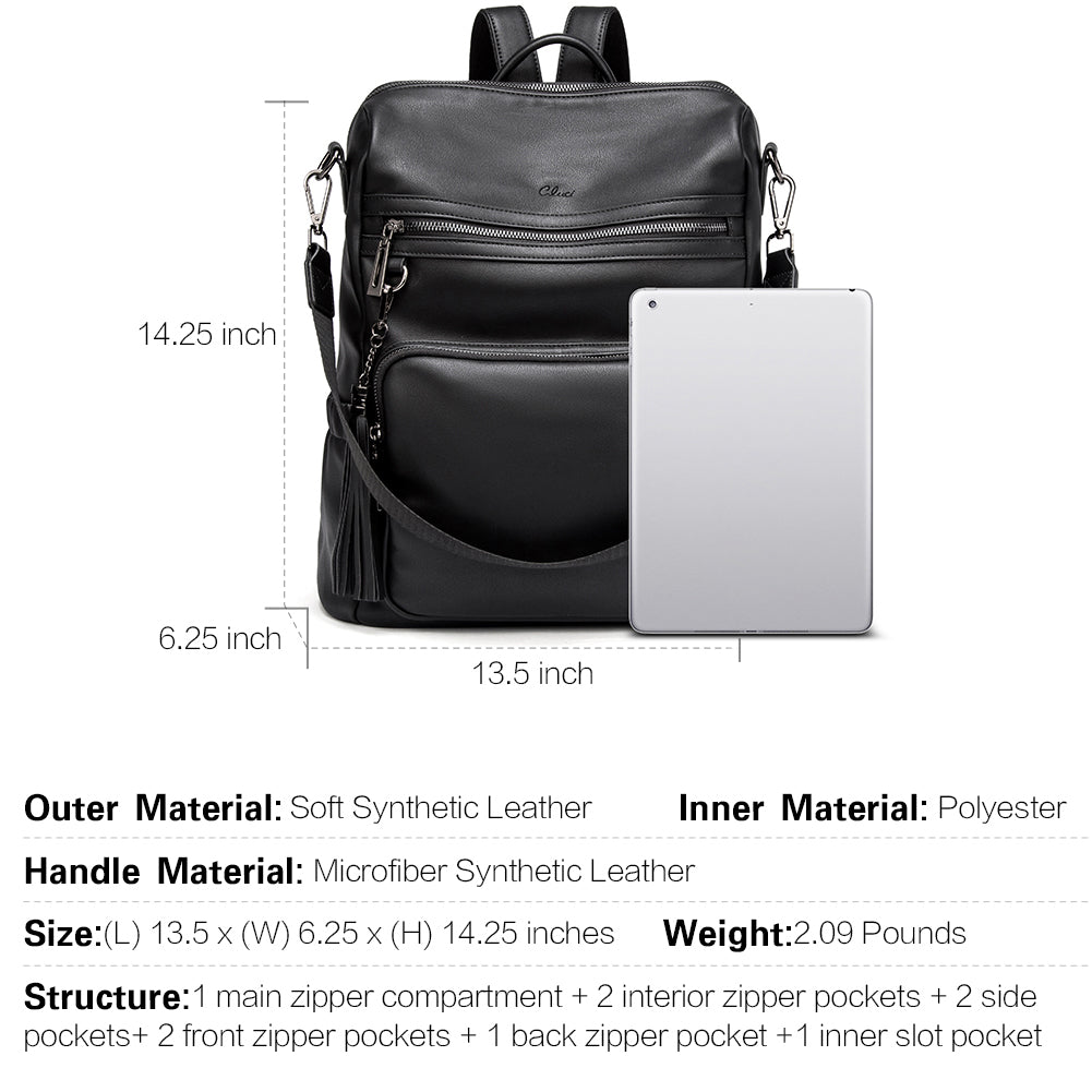 Greene Luxury Vintage Women's Leather Backpack Purse For Commuting