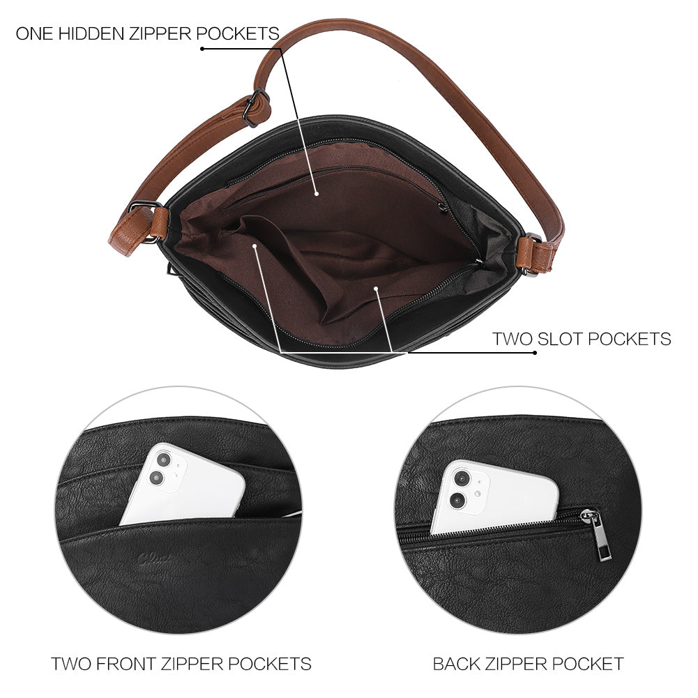 Amos Triple Pockets Vintage Crossbody Bag