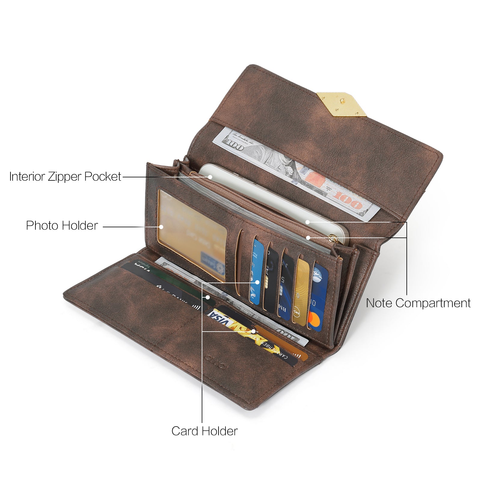 Mile Large Stylish Wallet For Women With Multiple Card Slots