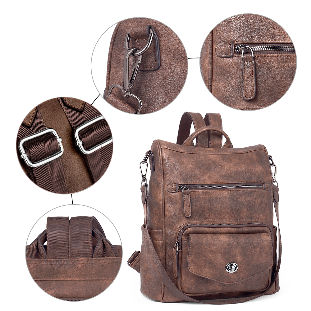 Greene Anti-Theft Vegan Leather Laptop Backpack Women's