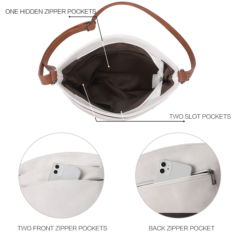 Amos Triple Pockets Vintage Crossbody Bag