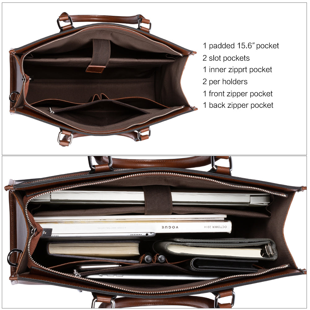 Lauren Ladies Wax Leather Briefcase Purse Laptop Bag