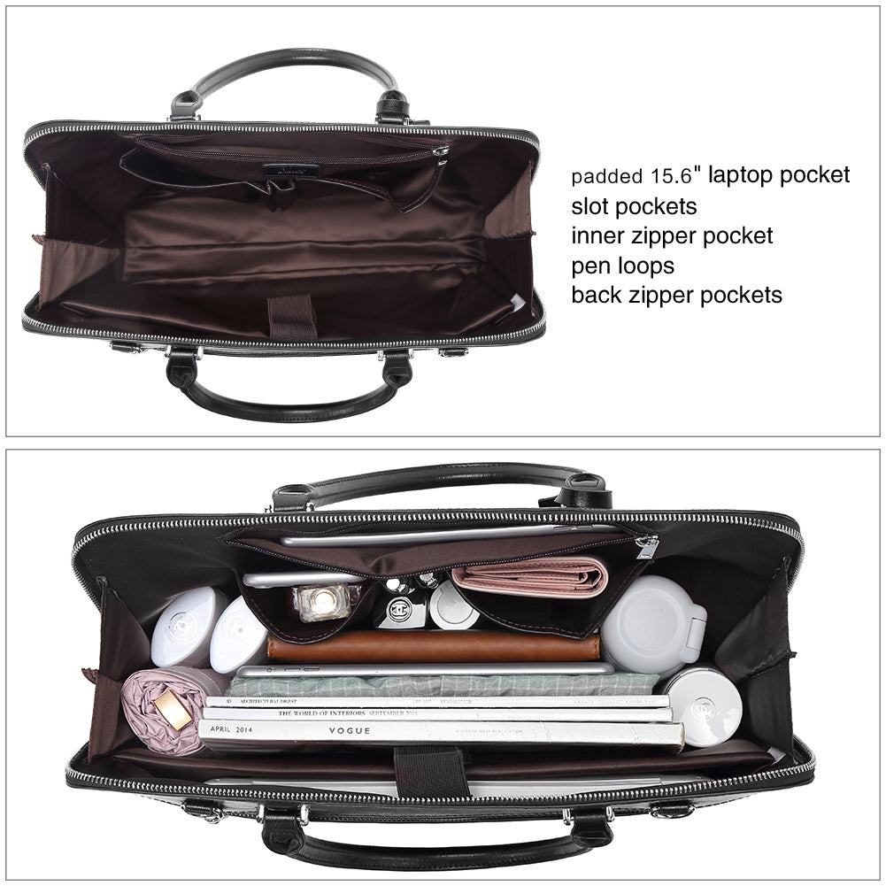 Claire Large Senior Leather Color Blocking Briefcase For Women