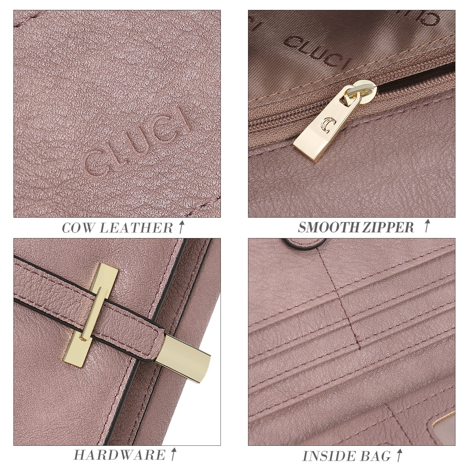 CLUCI Leather Wallet for Women Slim Designer Trifold Ladies Credit Card Holder