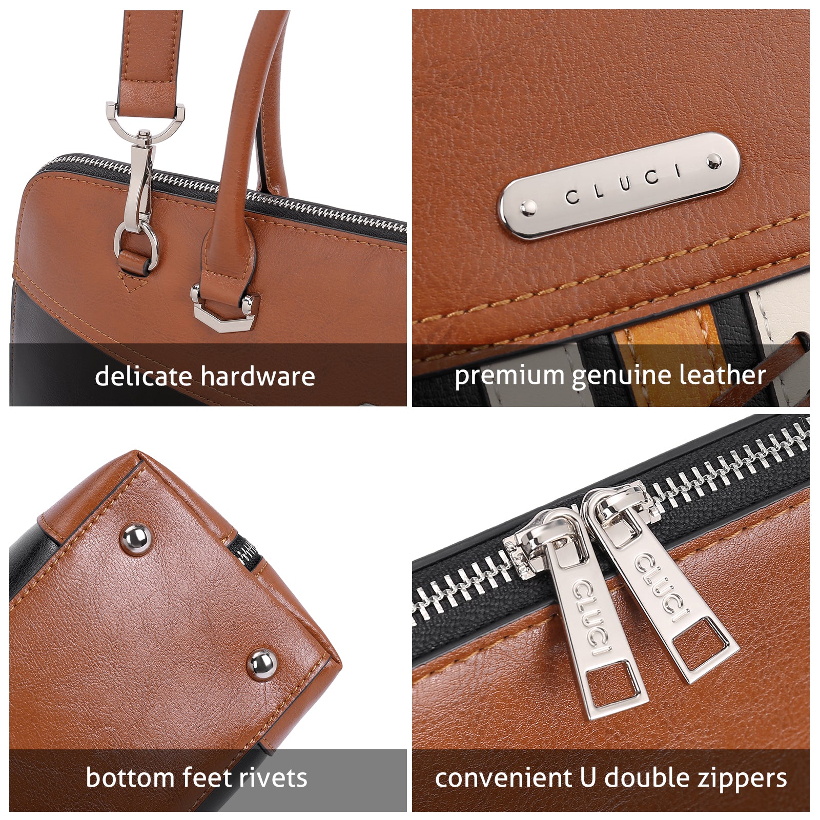 Claire Large Senior Leather Color Blocking Briefcase For Women