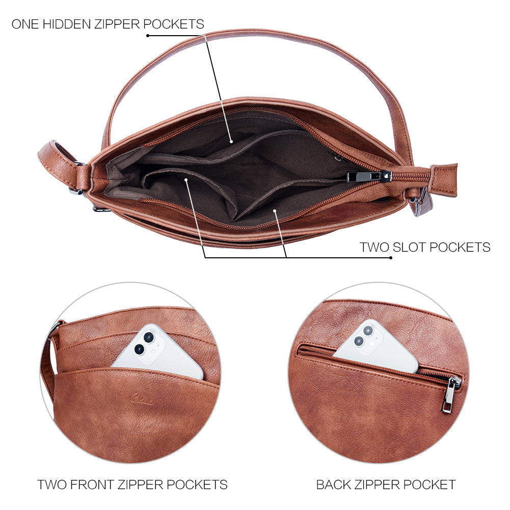 Amos Triple Pockets Vintage Crossbody Bag