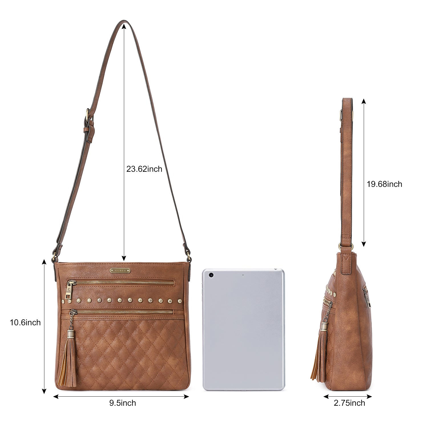 Leather Messenger Tassel Bag Multiple Pockets