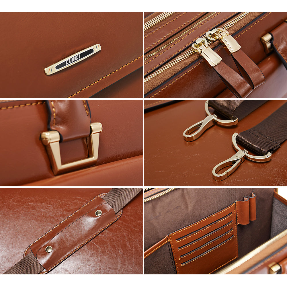 Davison Womens Slim Leather Briefcase  Carry 15.6 Inch Laptop