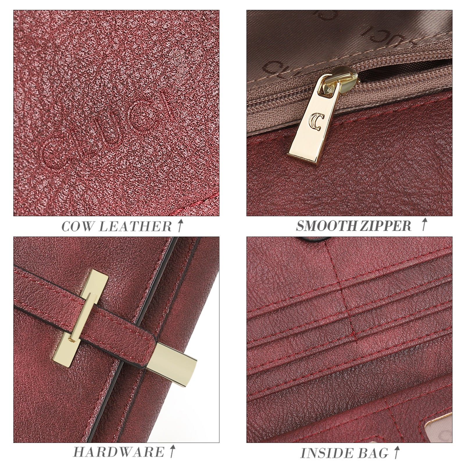 CLUCI Leather Wallet for Women Slim Designer Trifold Ladies Credit Card Holder