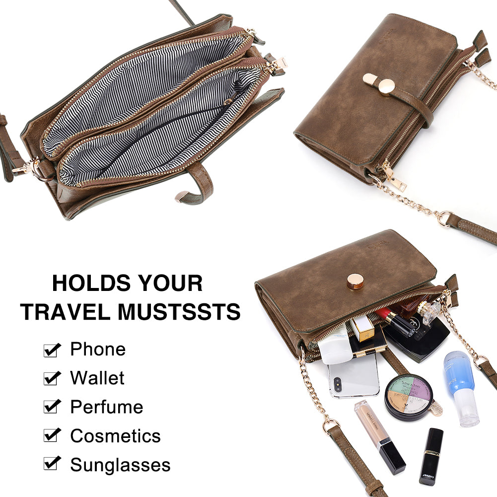 CLUCI Leather Crossbody Bags for Women Small Vintage Shoulder Purses Fashion Travel Bag with Adjustable Strap