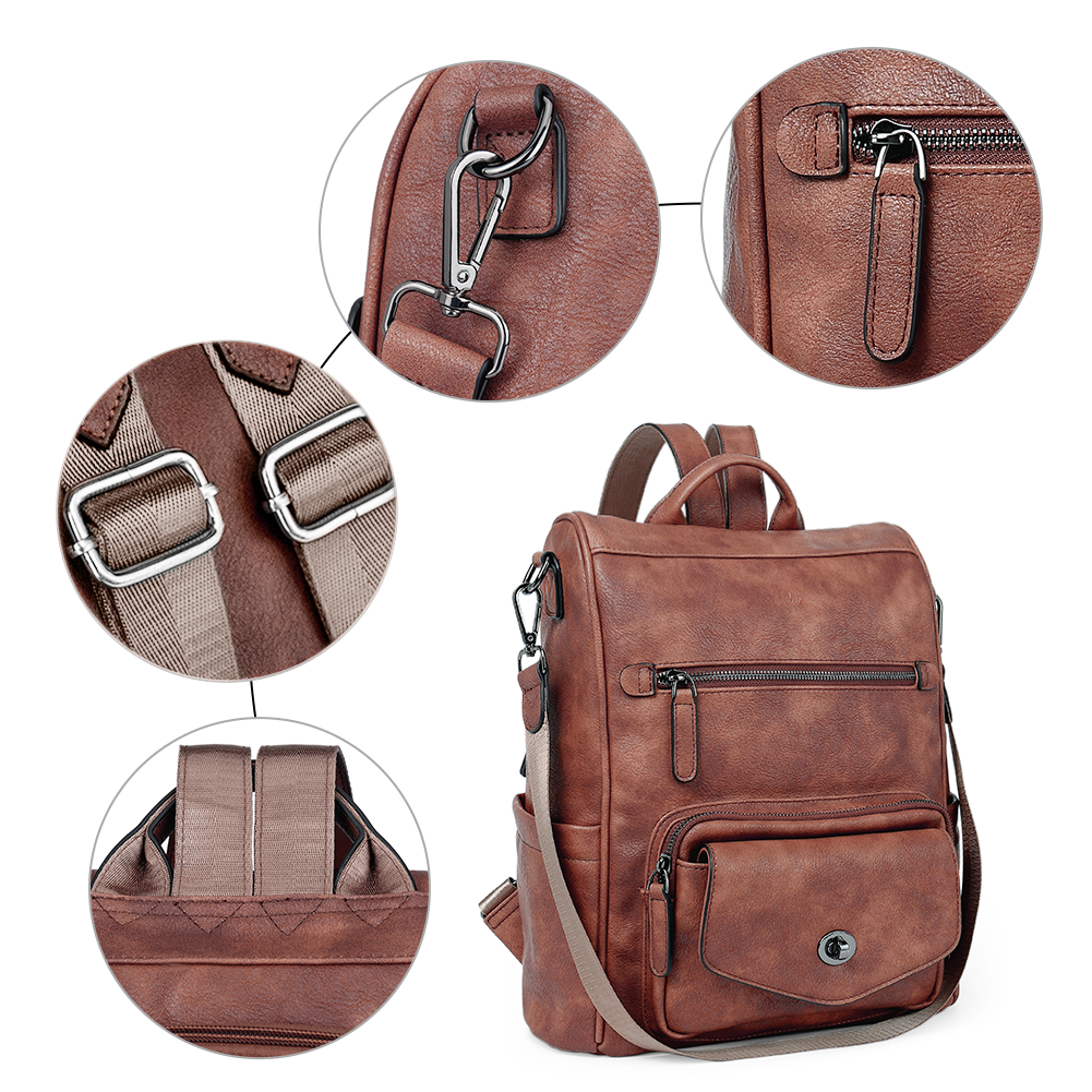 Greene Anti-Theft Vegan Leather Laptop Backpack Women's