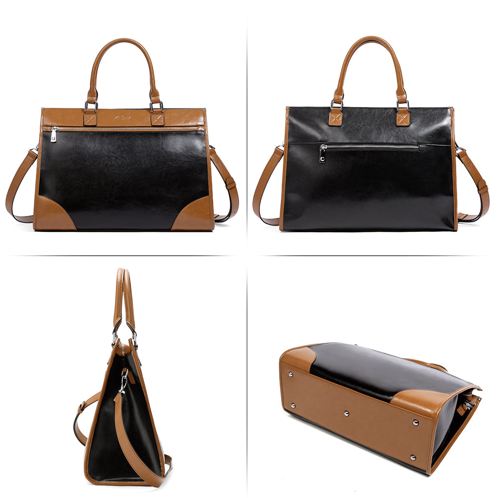 Lauren Ladies Wax Leather Briefcase Purse Laptop Bag