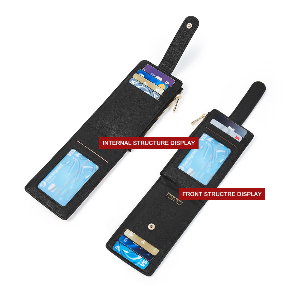 CLUCI Minimalist Card Holder Wallet for Women RFID Slim Vegan Leather Bifold Wallets Multi Card Organizer Zipper Coin Purse Ladies Clutch