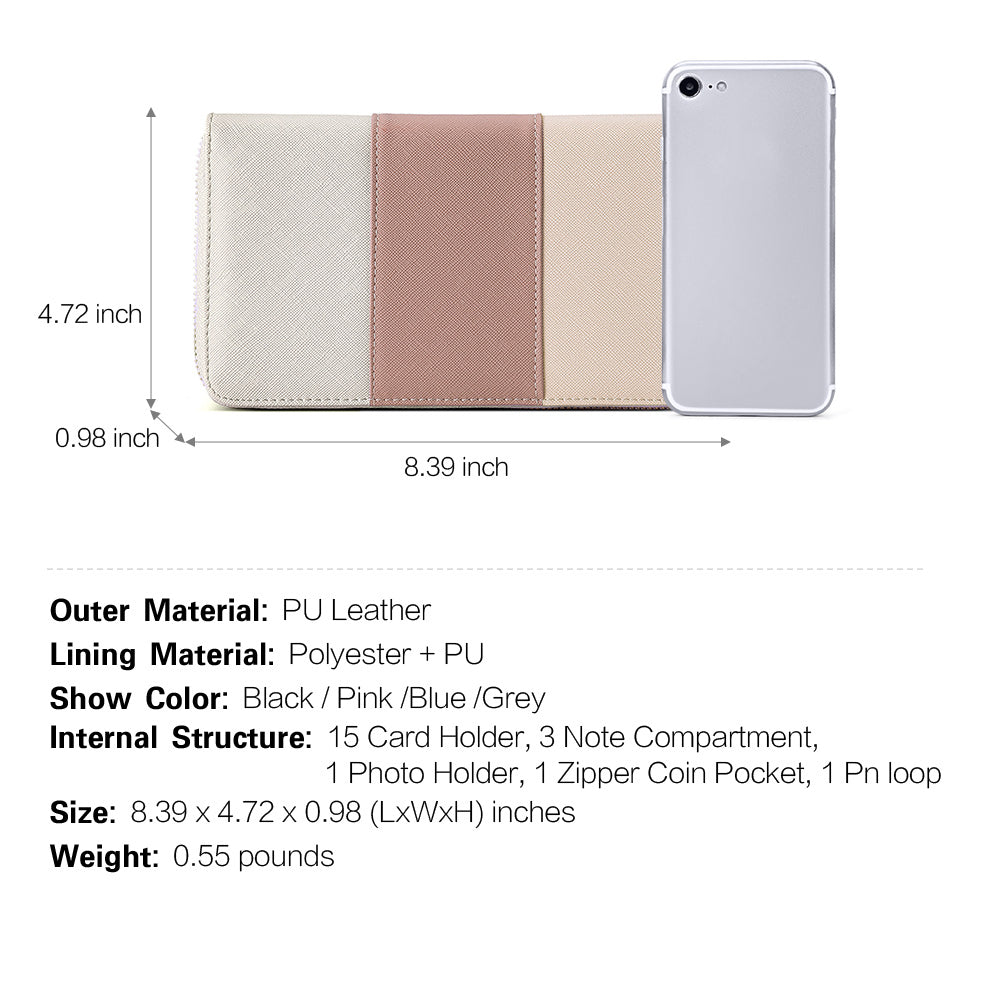 CLUCI Women Wallet Leather RFID Blocking With Wristlet