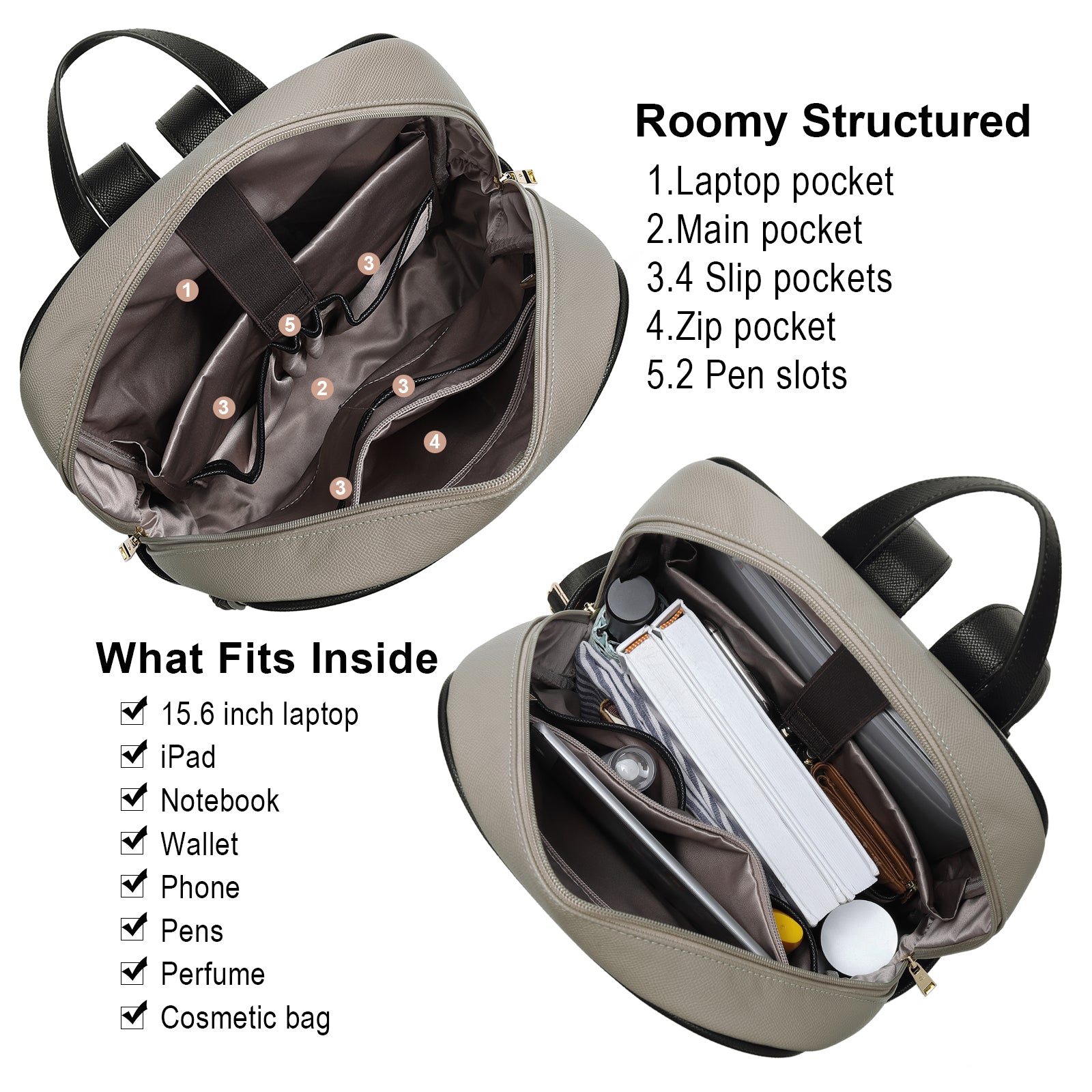 Koch Vegan Womens Designer Laptop Backpack With Luggage Strap