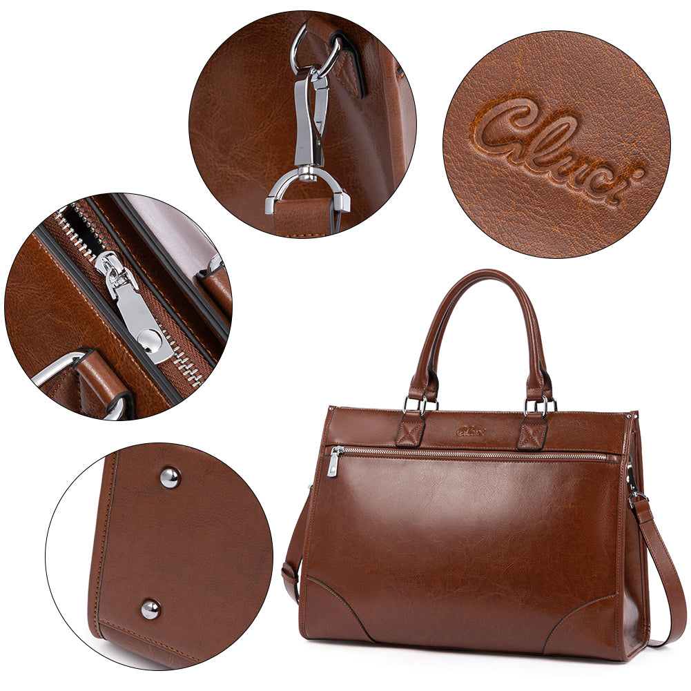 Lauren Ladies Wax Leather Briefcase Purse Laptop Bag