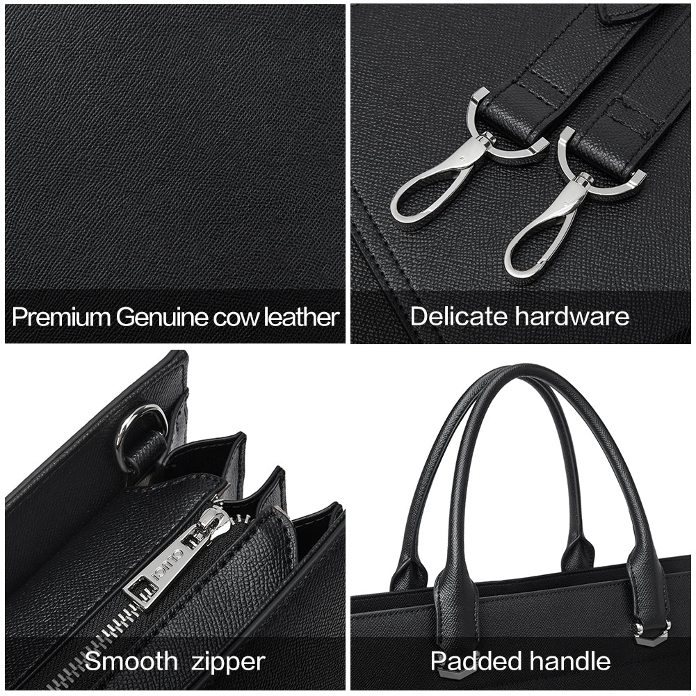 CLUCI Leather Briefcase for Women Vintage Laptop 15.6 Inch Slim Large Business Ladies Work Shoulder Bag