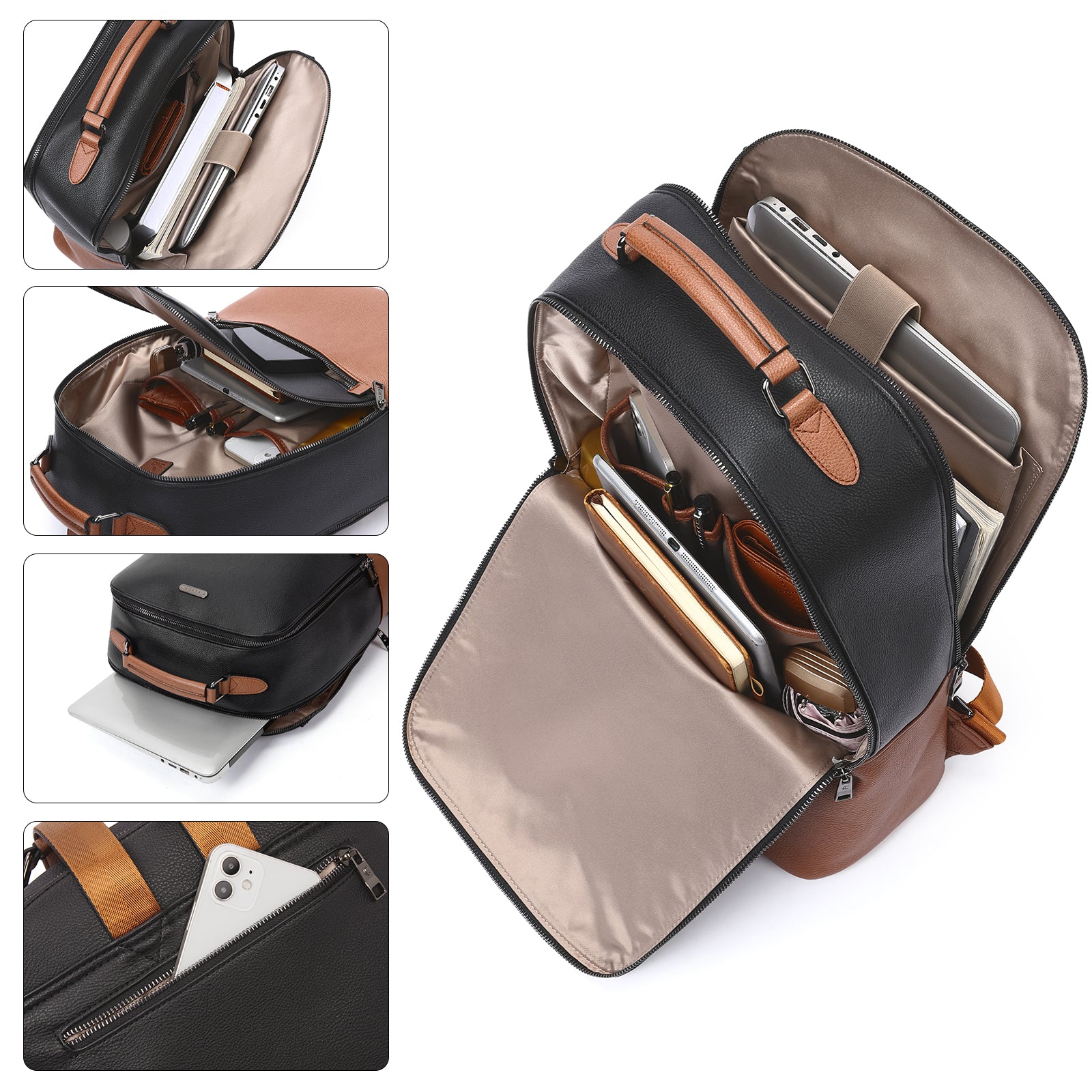 CLUCI Women Leather Laptop Backpack Purse 15.6 inch Computer Backpack Business Casual Travel Daypack College Bag