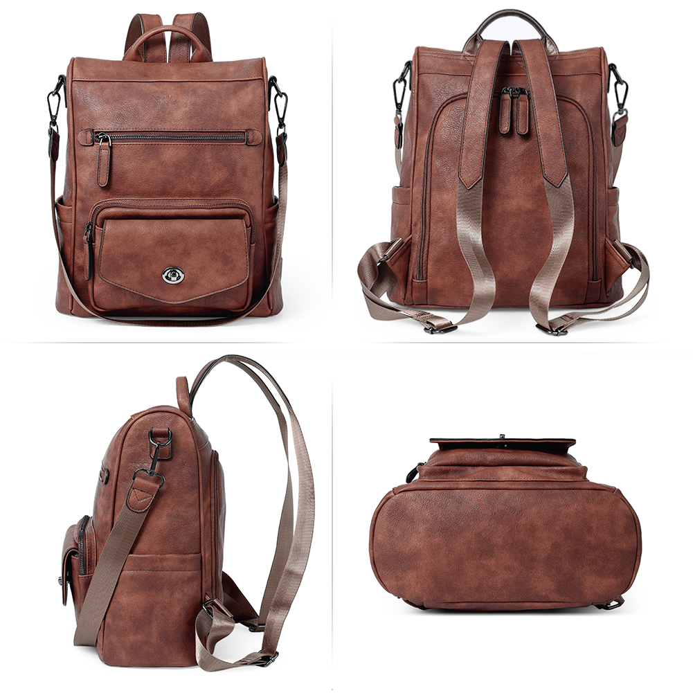 Greene Anti-Theft Vegan Leather Laptop Backpack Women's