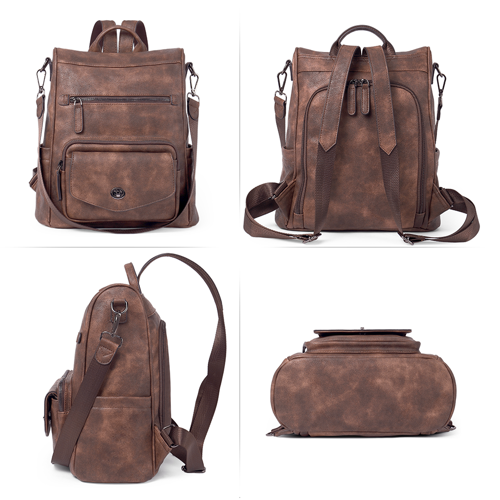 Greene Anti-Theft Vegan Leather Laptop Backpack Women's