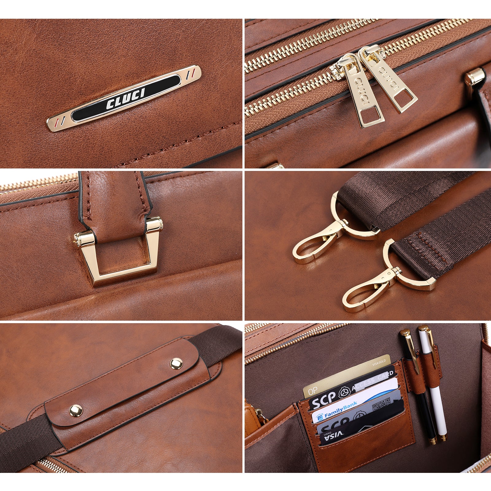 Davison Womens Slim Leather Briefcase  Carry 15.6 Inch Laptop