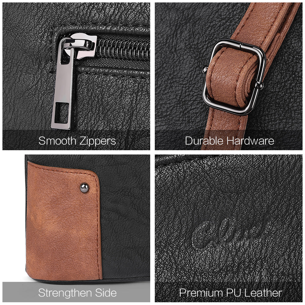 Amos Triple Pockets Vintage Crossbody Bag