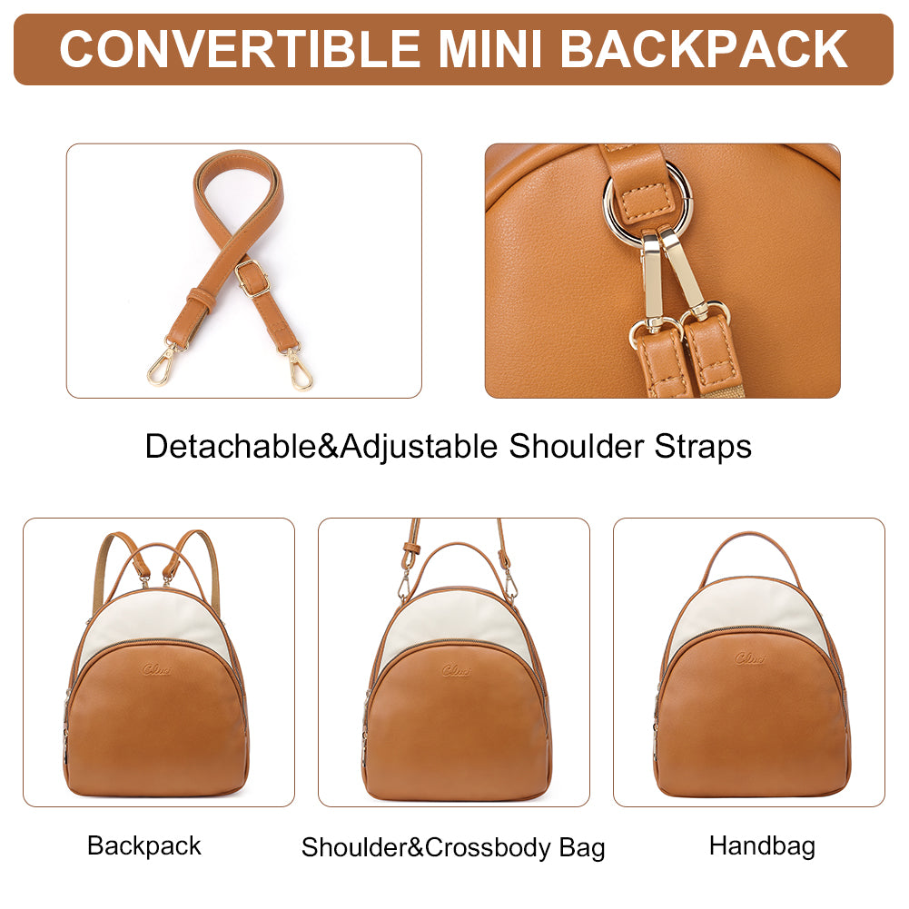 Garbutt Convertible Vegan Leather Mini Backpack Purse For Women