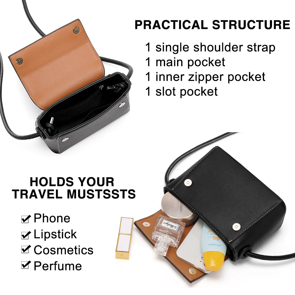 CLUCI Small Crossbody Bags for Women Vegan Leather Flap Fashion Ladies Travel Shoulder Purse with Adjustable Strap