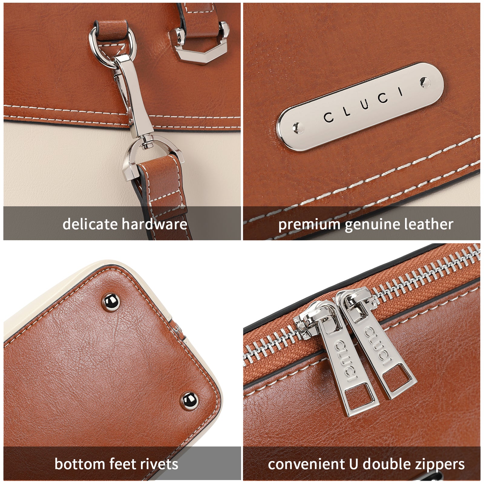 Claire Large Senior Leather Color Blocking Briefcase For Women