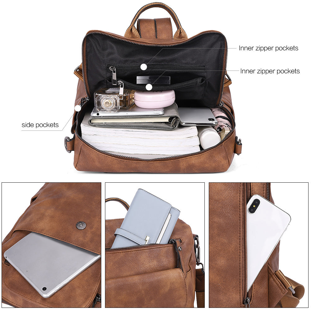 Greene Vegan Leather Travel Backpack Switchable Shoulder Bag
