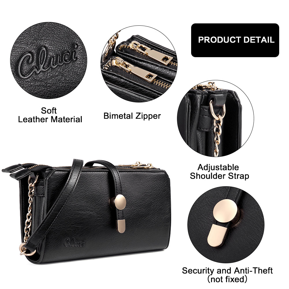 CLUCI Leather Crossbody Bags for Women Small Vintage Shoulder Purses Fashion Travel Bag with Adjustable Strap
