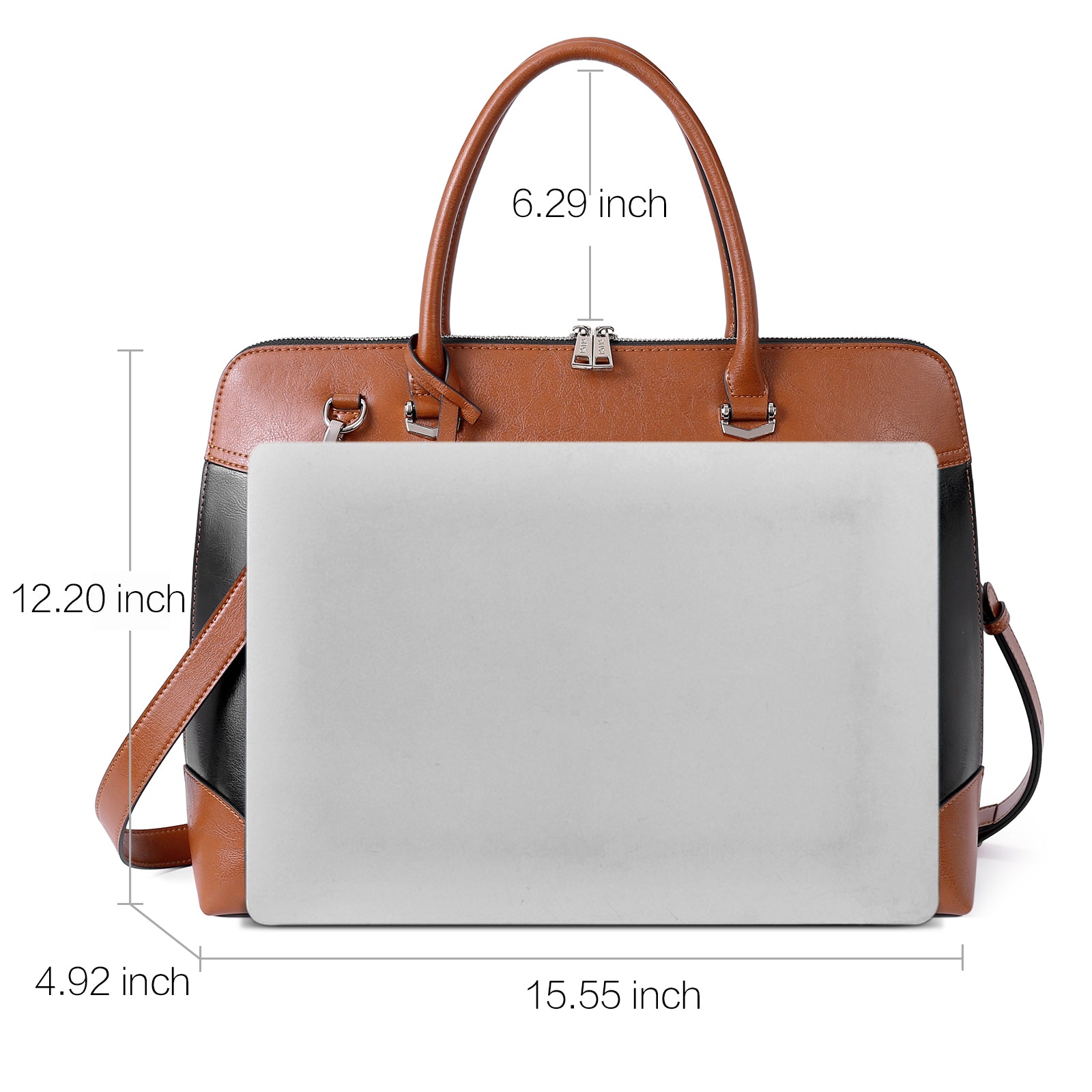Claire Large Senior Leather Color Blocking Briefcase For Women