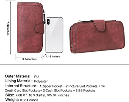 Cathy Luxury Women's Vegan Leather Wallet With Zipper