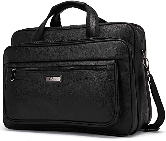 Cluci Leather Briefcase For Men Large Capacity 15.6 Inch Laptop Business Travel Shoulder Bag