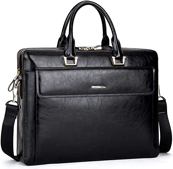 Davison Womens Slim Leather Briefcase  Carry 15.6 Inch Laptop