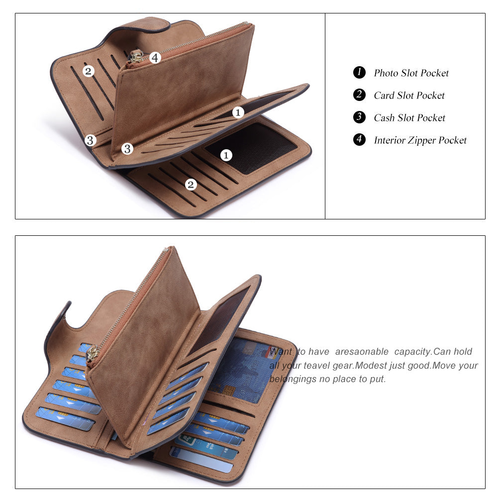 Cathy Luxury Women's Vegan Leather Wallet With Zipper