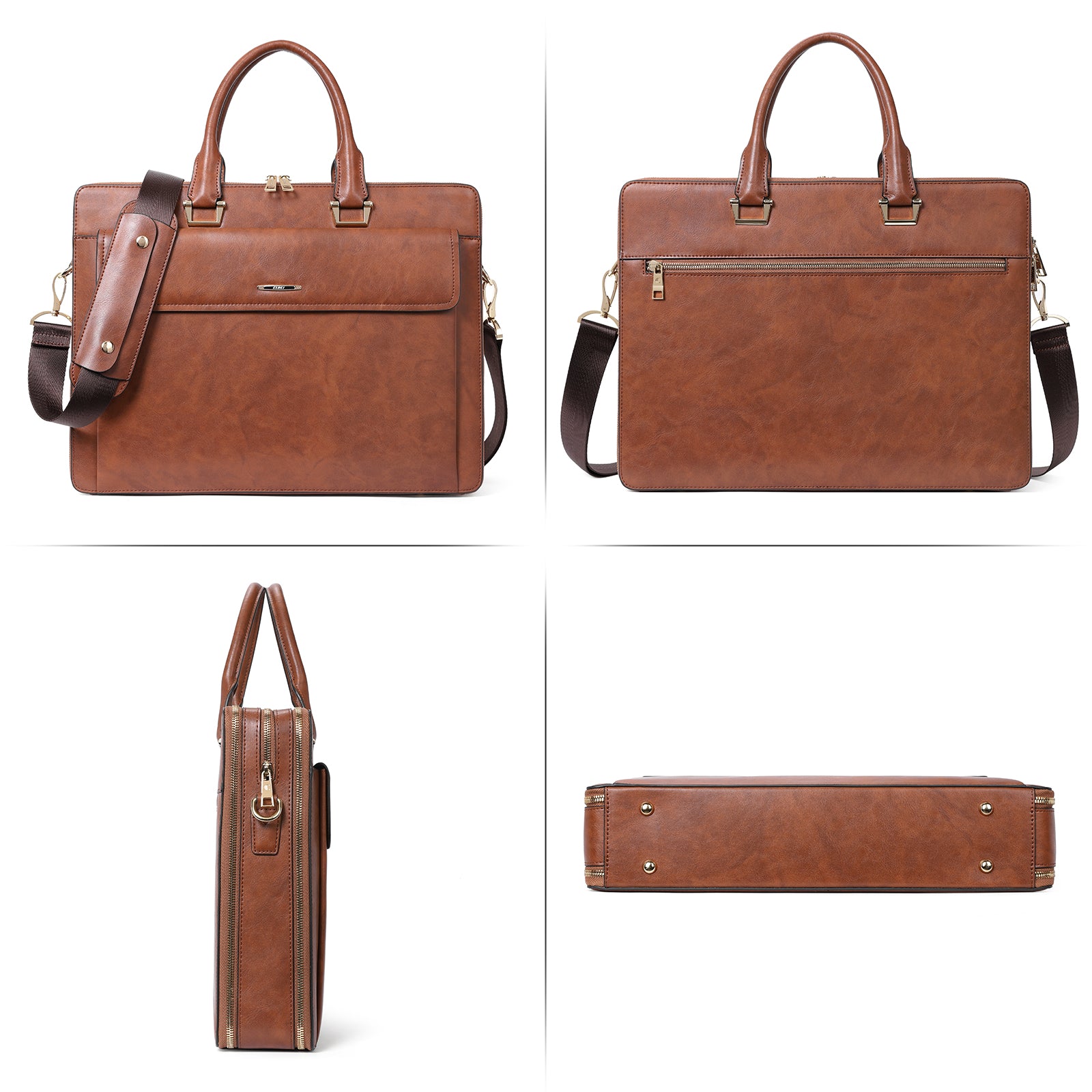 Davison Womens Slim Leather Briefcase  Carry 15.6 Inch Laptop