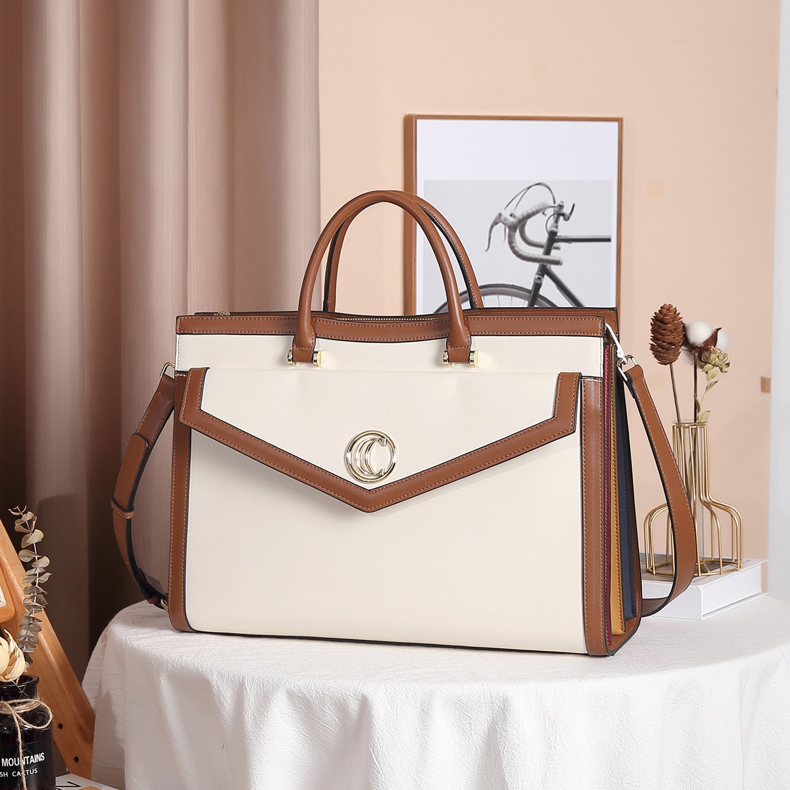 CLUCI Leather Briefcase for Women 15.6 Inch Laptop Business Computer Ladies Work Handbag