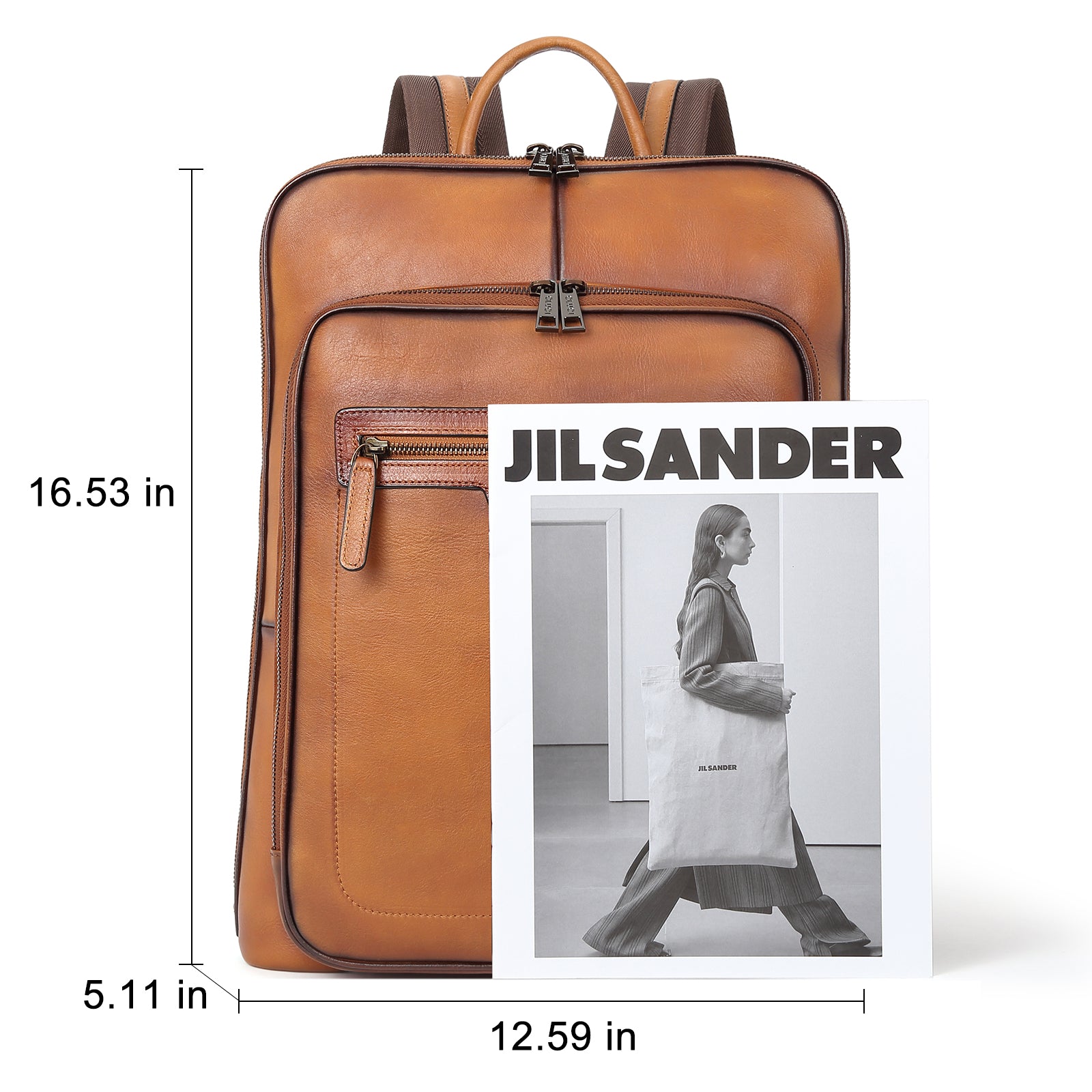 CLUCI Women Laptop Backpack Purse Vegetable Tanned Full Grain Leather 15.6 inch Computer Bag Business Casual Travel Daypack