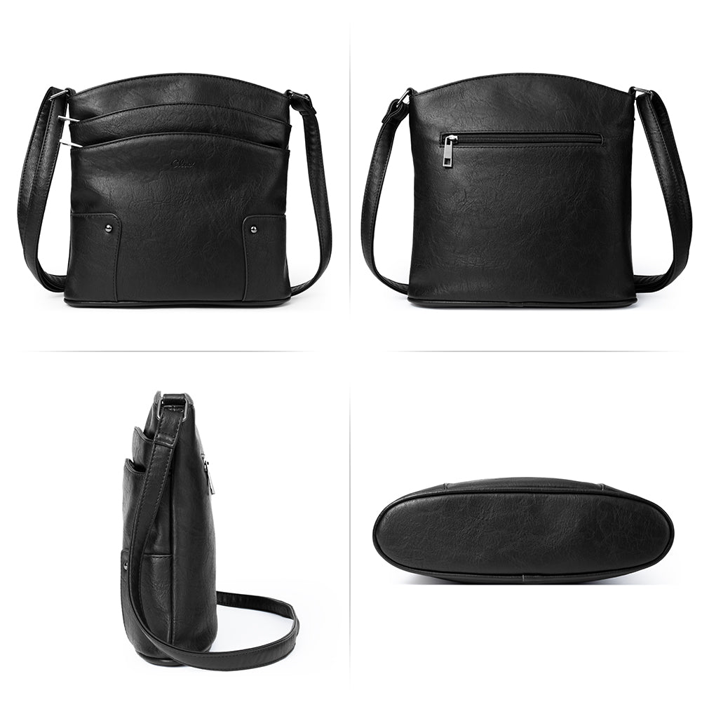 Amos Triple Pockets Vintage Crossbody Bag