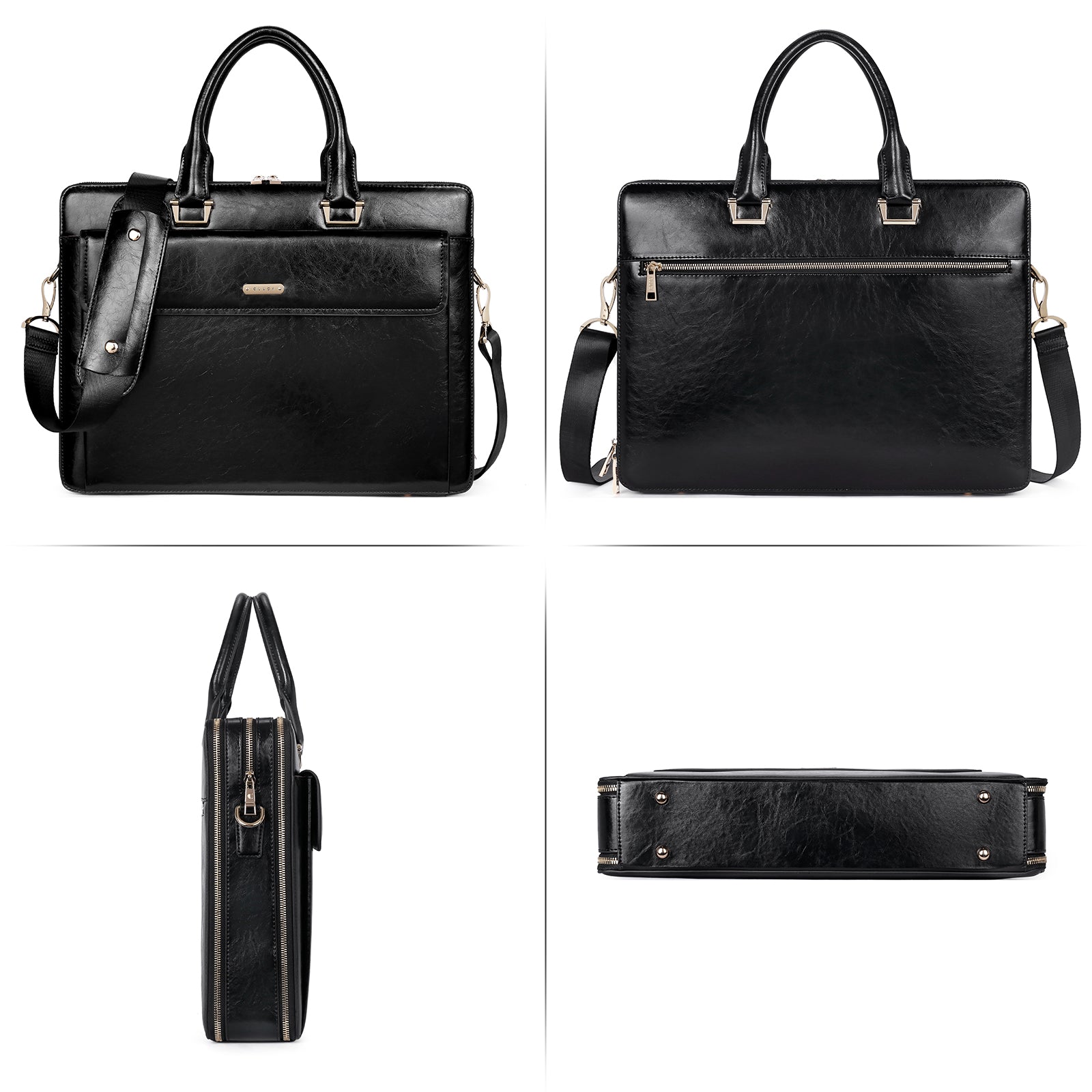 Davison Womens Slim Leather Briefcase  Carry 15.6 Inch Laptop