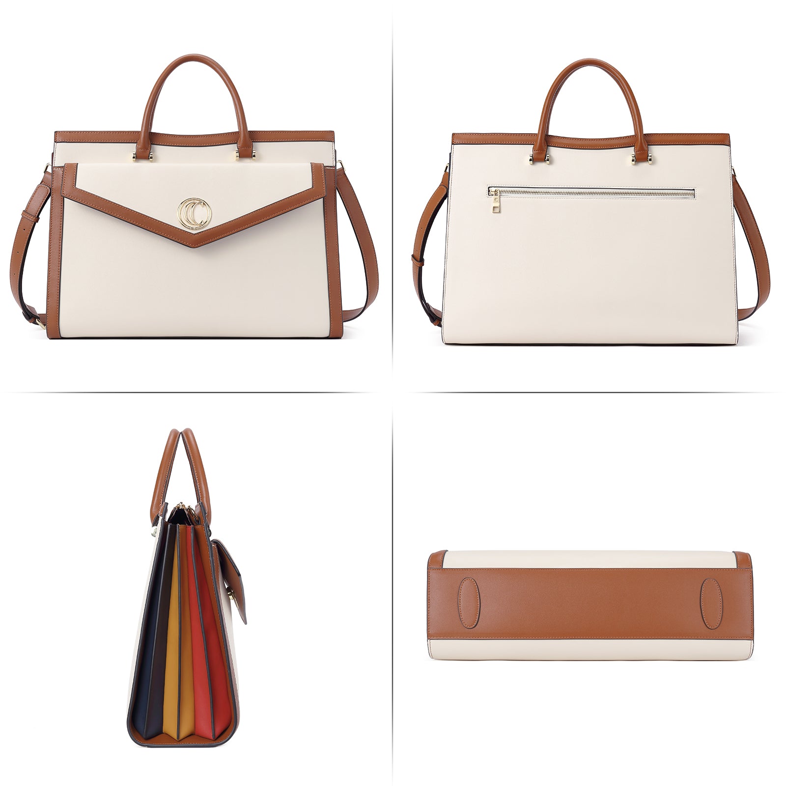 CLUCI Leather Briefcase for Women 15.6 Inch Laptop Business Computer Ladies Work Handbag