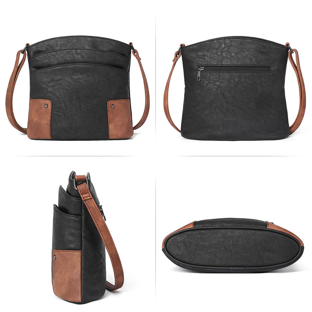Amos Triple Pockets Vintage Crossbody Bag