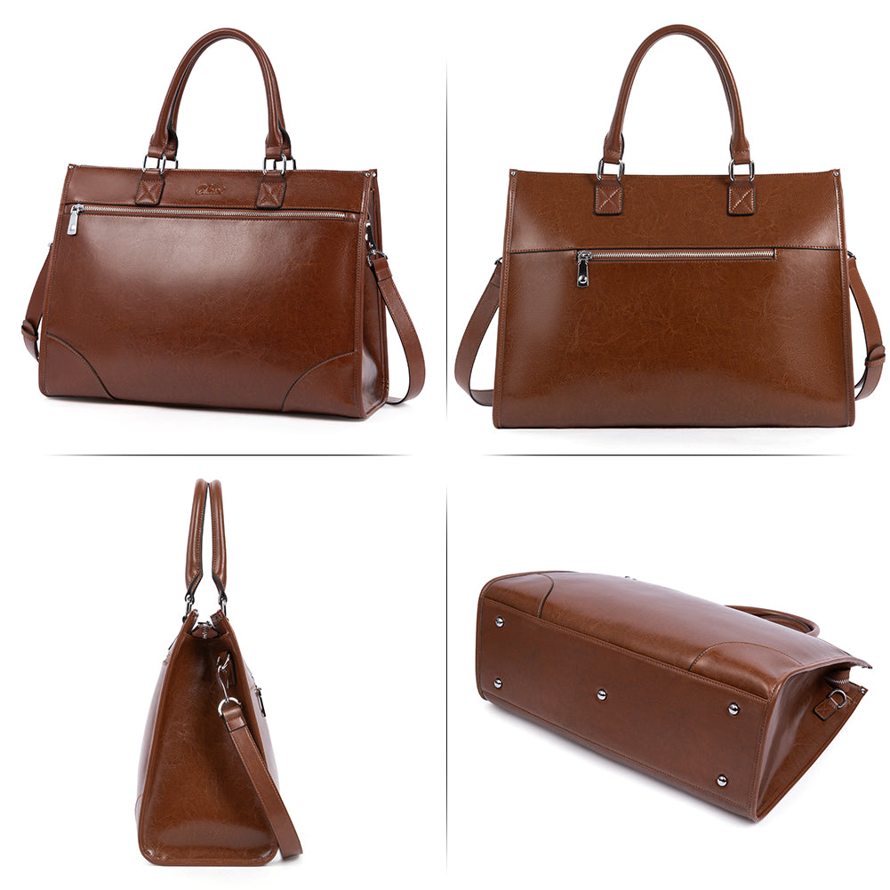 Lauren Ladies Wax Leather Briefcase Purse Laptop Bag