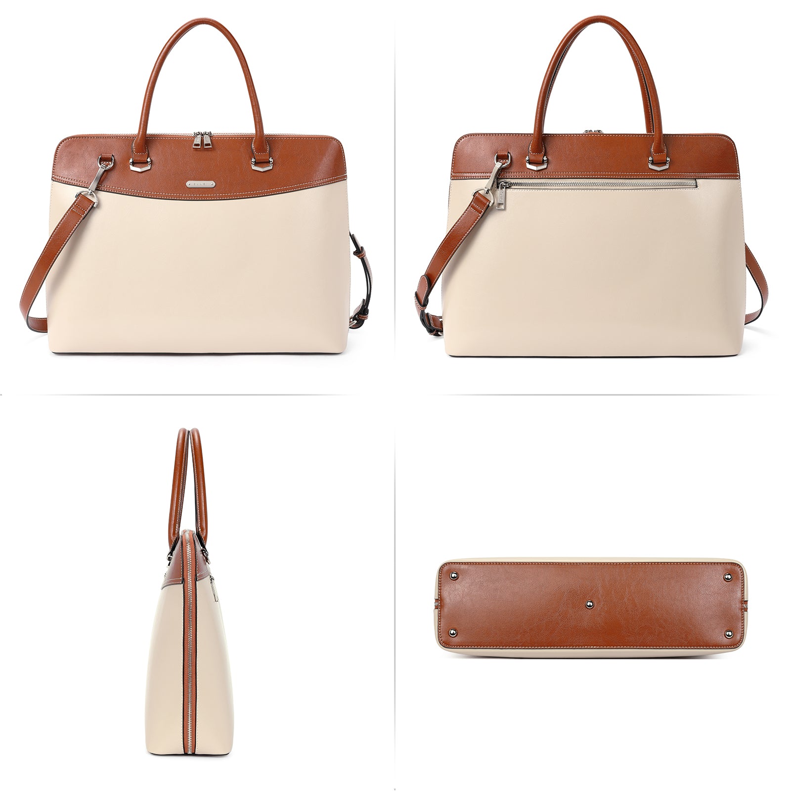 Claire Large Senior Leather Color Blocking Briefcase For Women