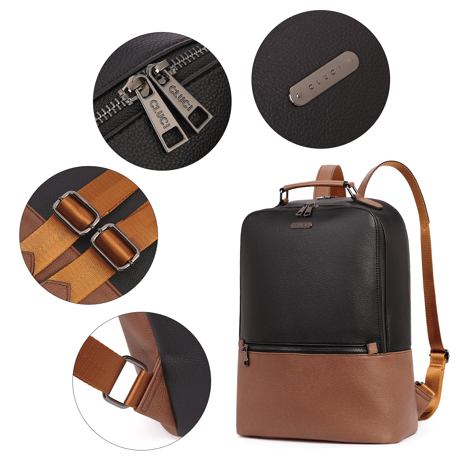CLUCI Women Leather Laptop Backpack Purse 15.6 inch Computer Backpack Business Casual Travel Daypack College Bag