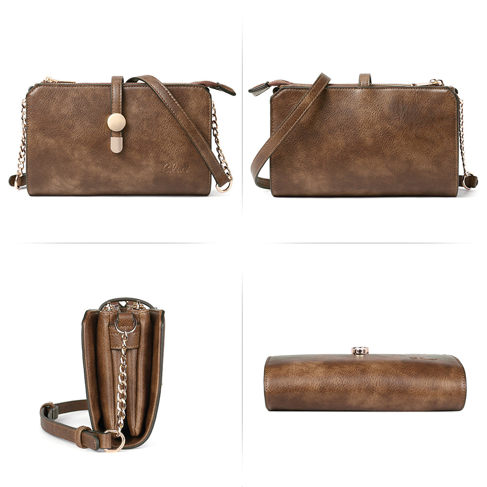 CLUCI Leather Crossbody Bags for Women Small Vintage Shoulder Purses Fashion Travel Bag with Adjustable Strap