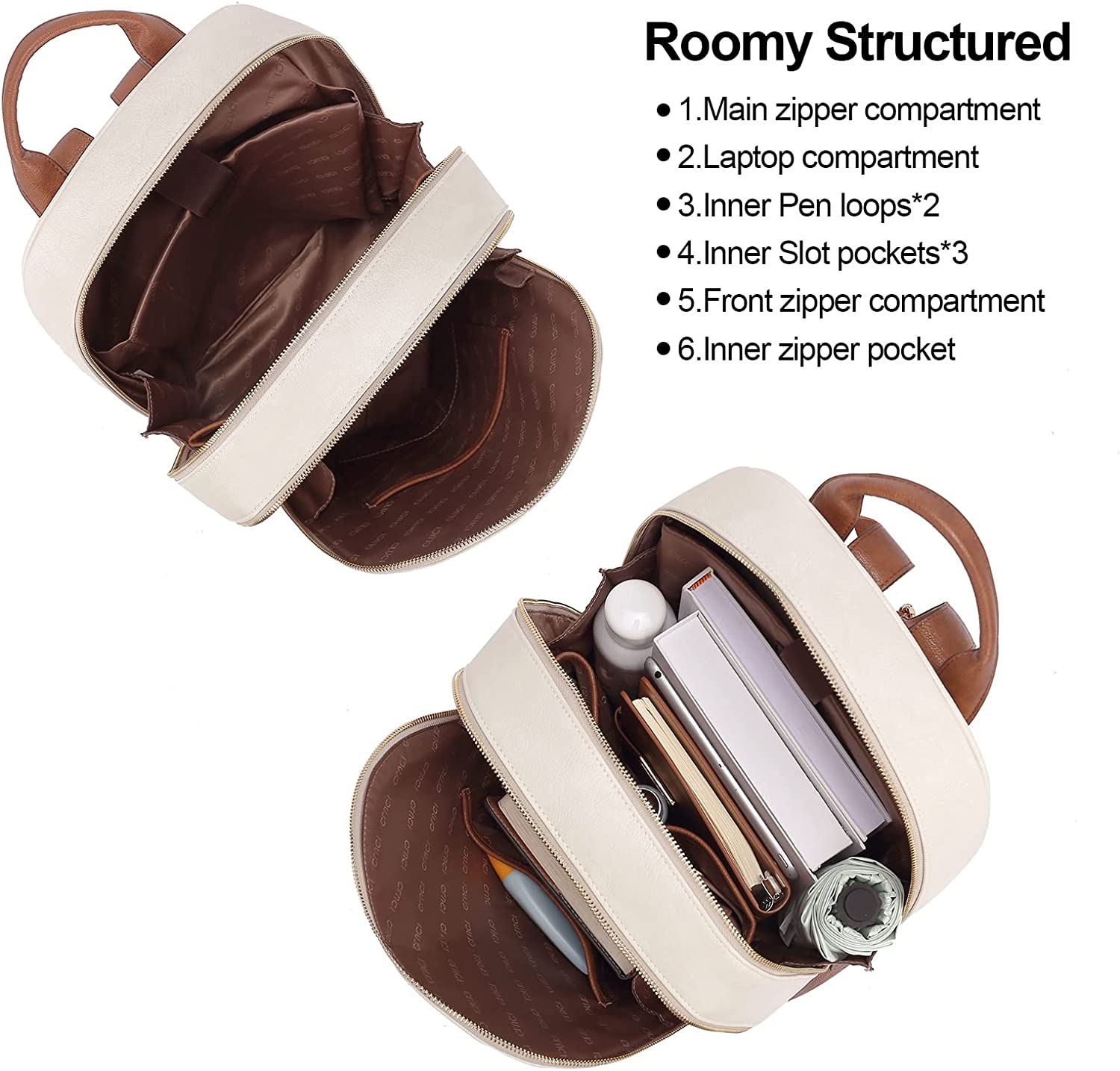 CLUCI Laptop Backpack for Women Leather 15.6 inch Computer Backpack Travel Business Vintage Large College Bag